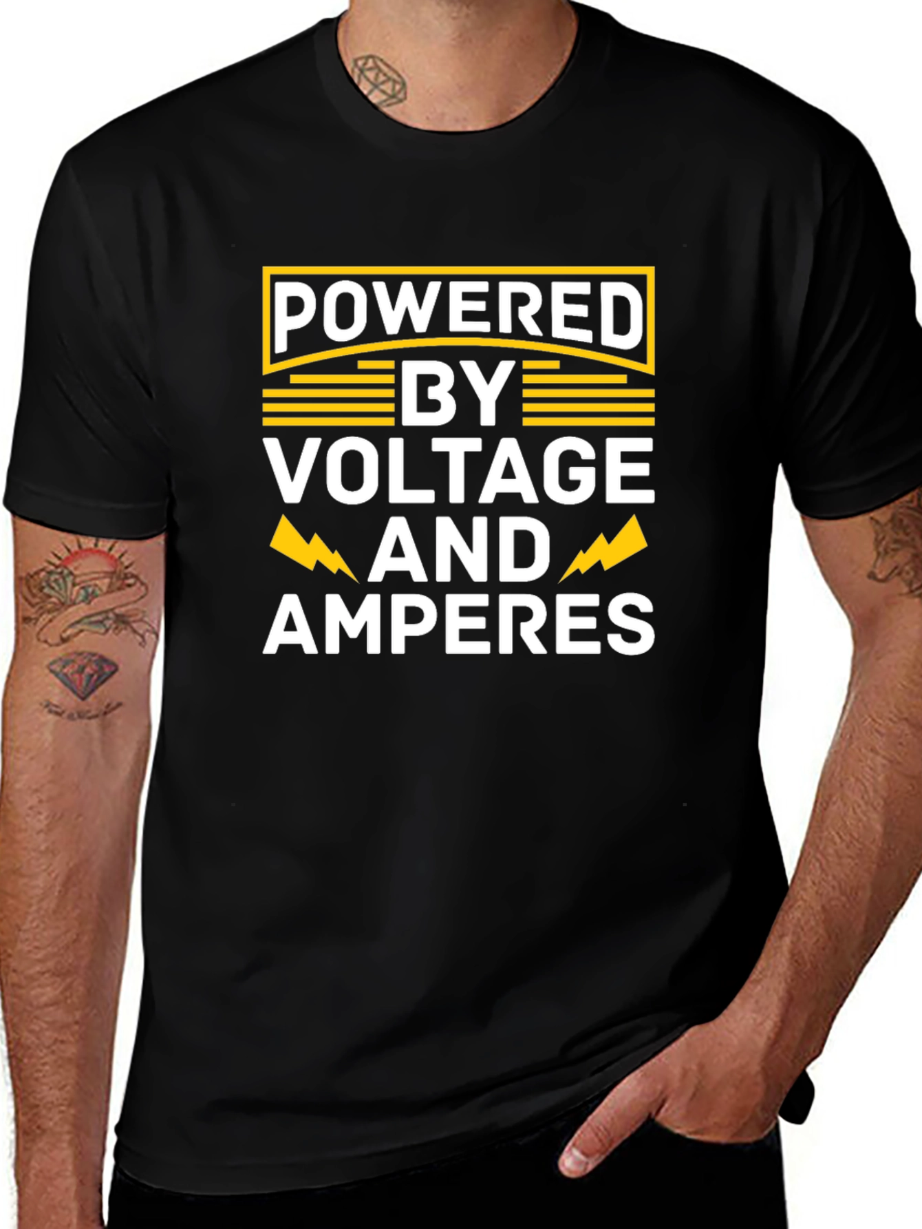 Powered by Voltage and Amperes Electrician T-Shirt