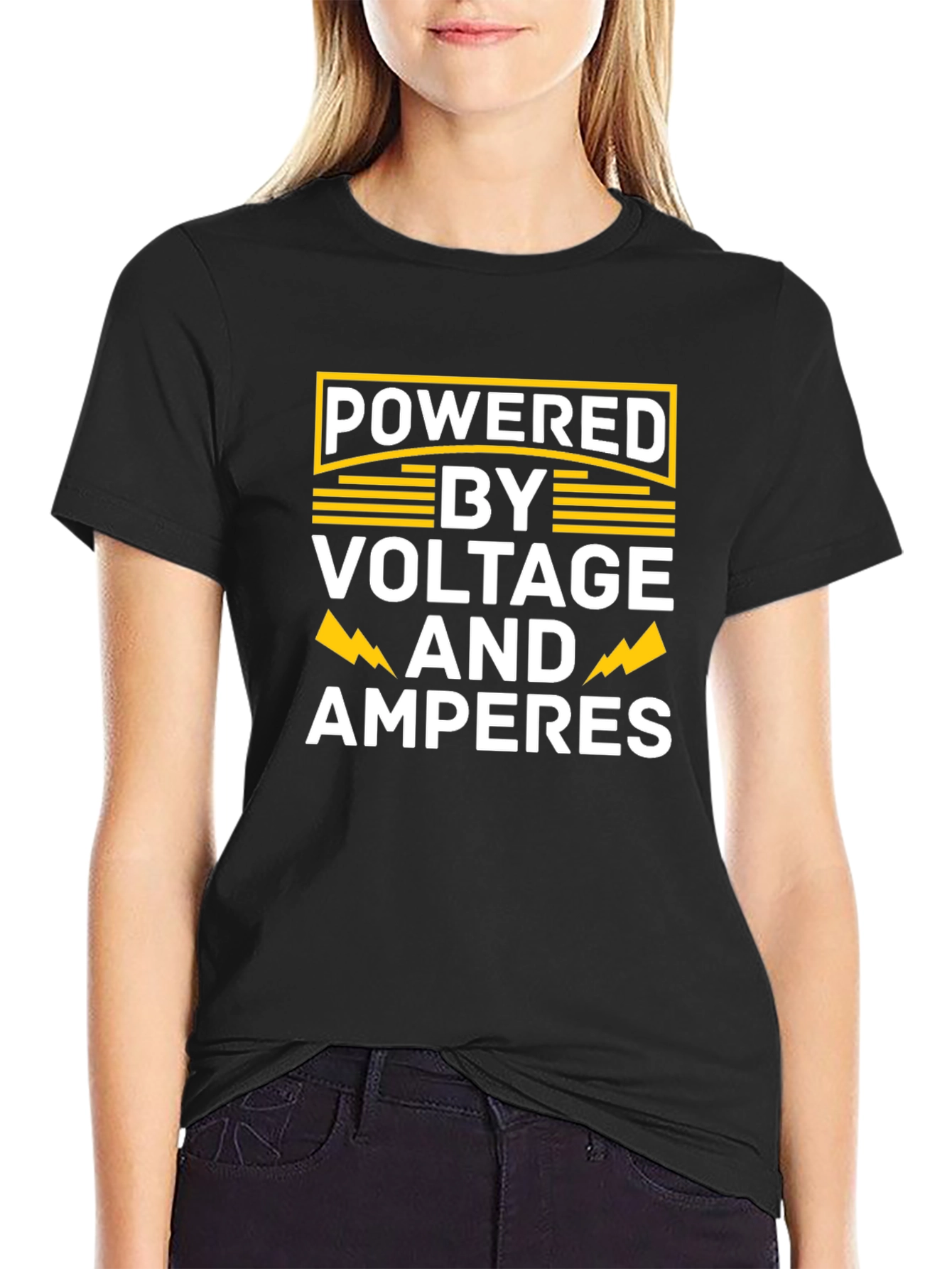 Powered by Voltage and Amperes Electrician T-Shirt