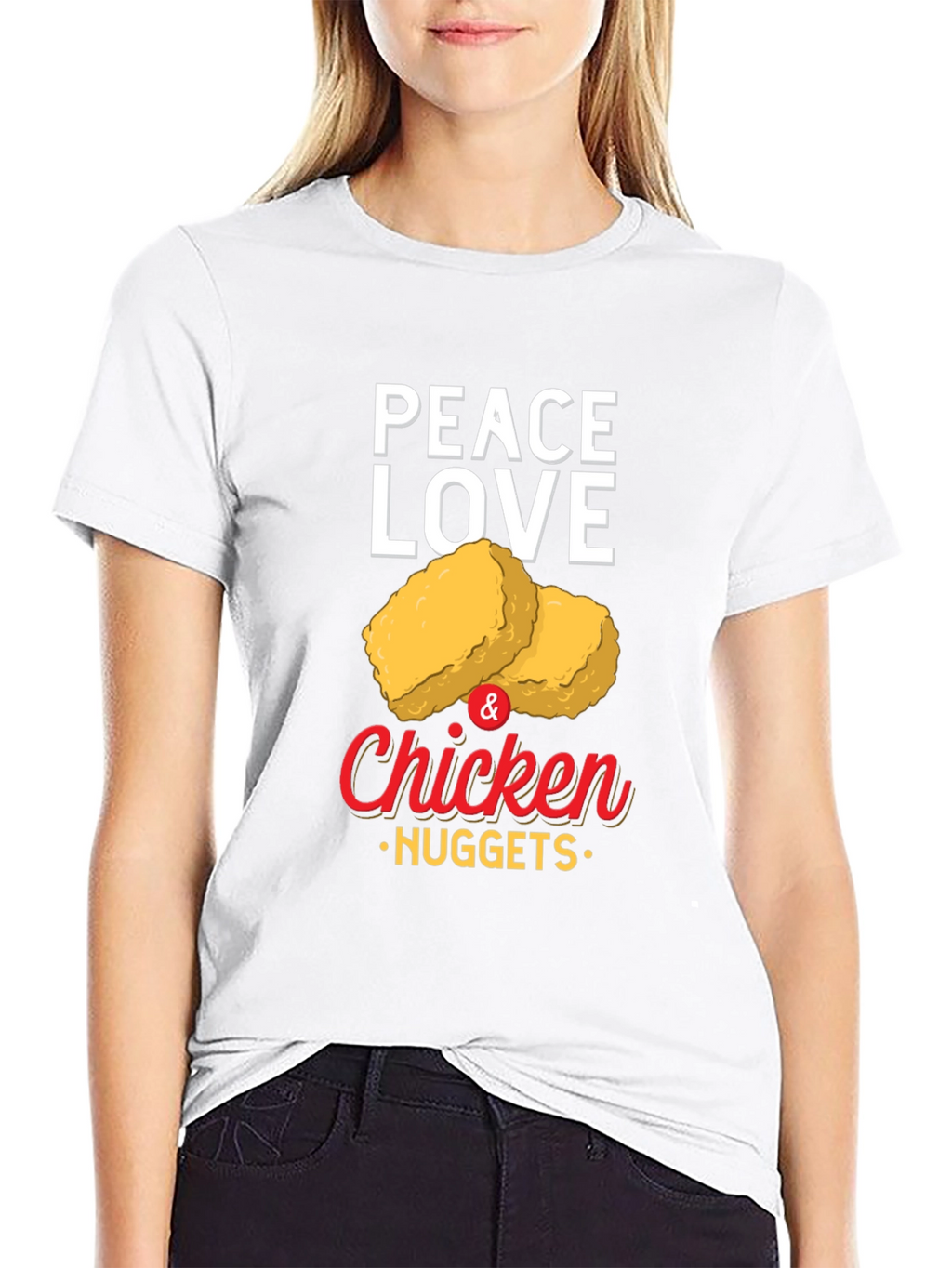 Peace Love & Chicken Nuggets Graphic T-Shirt