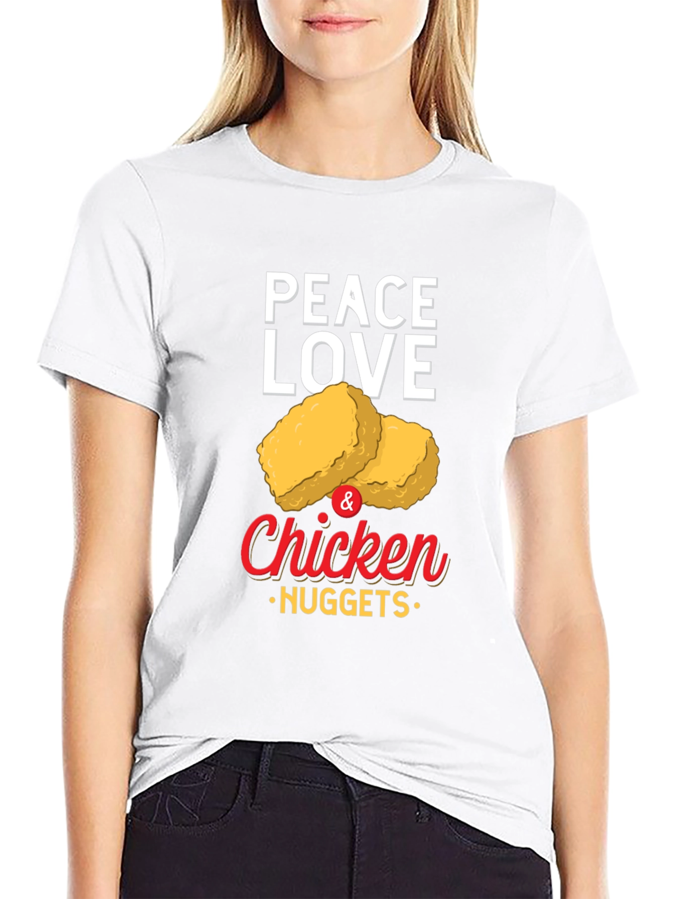 Peace Love & Chicken Nuggets Graphic T-Shirt