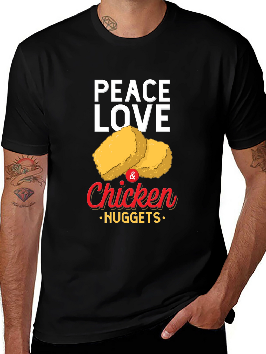 Peace Love & Chicken Nuggets Graphic T-Shirt