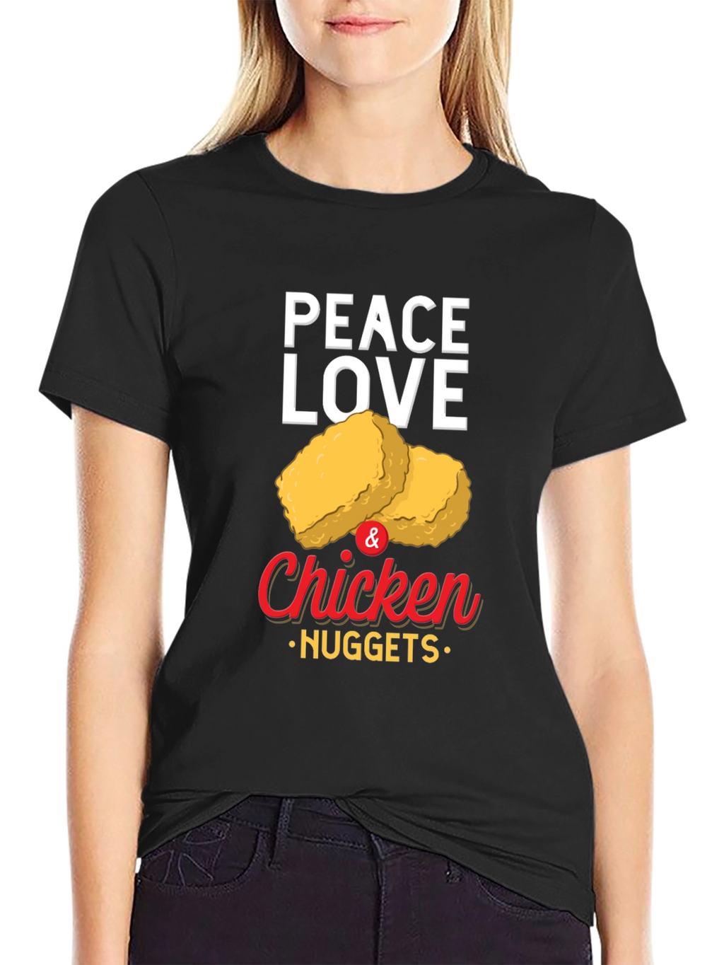Peace Love & Chicken Nuggets Graphic T-Shirt