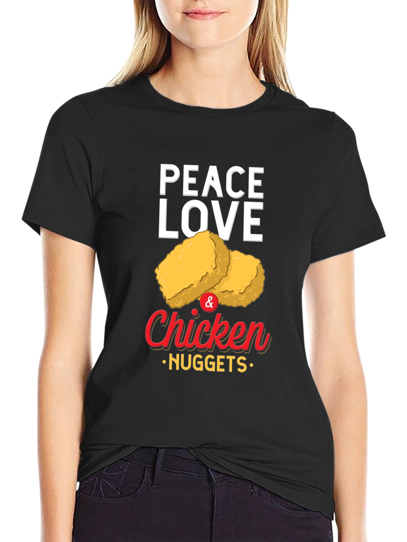 Peace Love & Chicken Nuggets Graphic T-Shirt