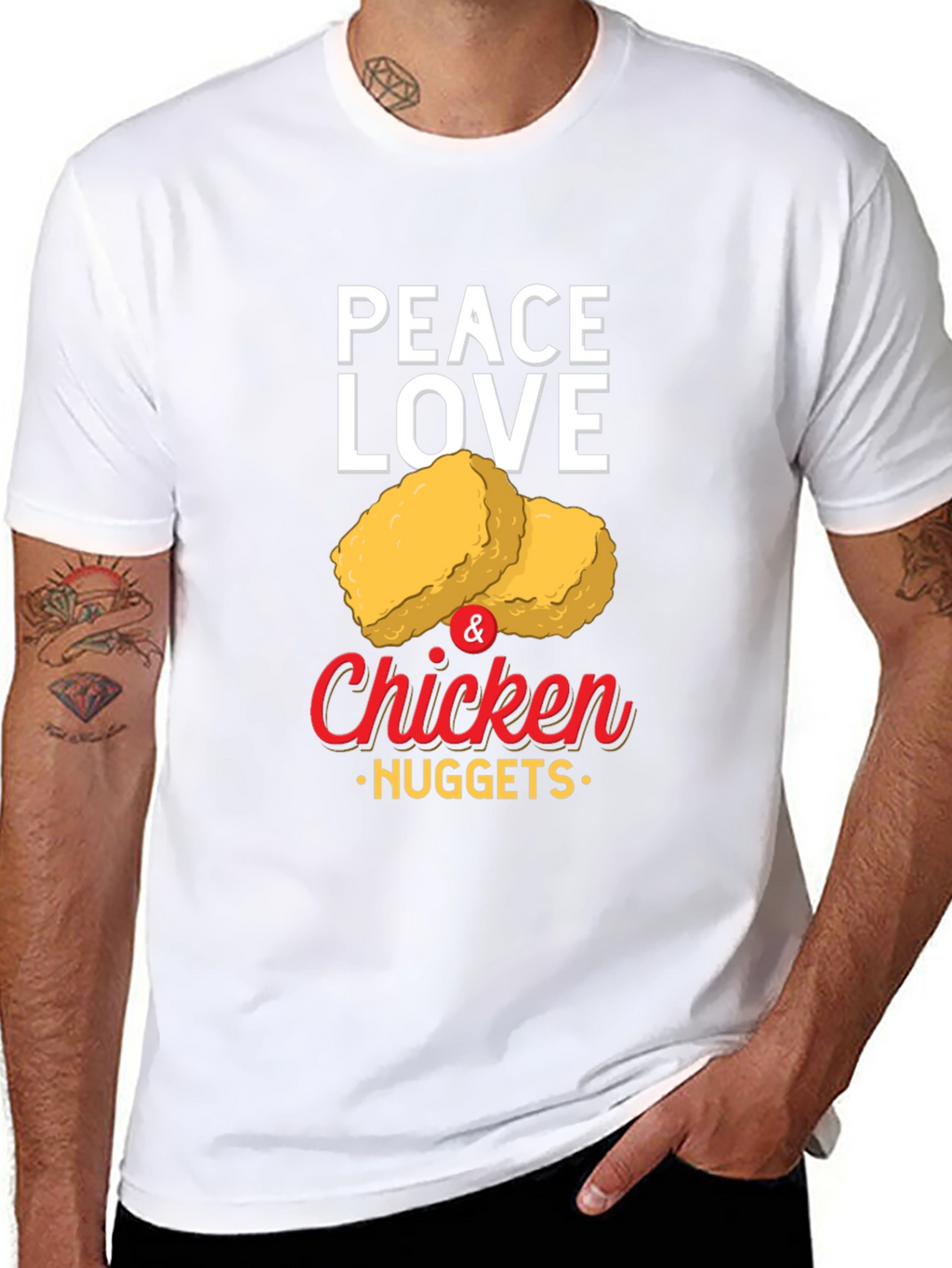 Peace Love & Chicken Nuggets Graphic T-Shirt