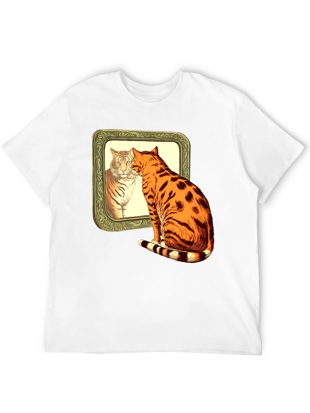 Cat Tiger Reflection Graphic T-Shirt