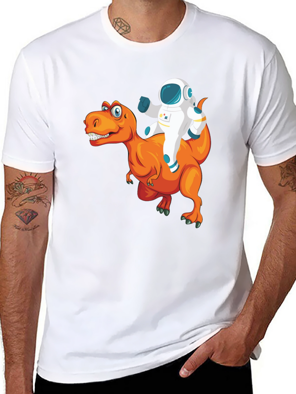 Astronaut Riding a Dinosaur T-Shirt - Funny Graphic Tee