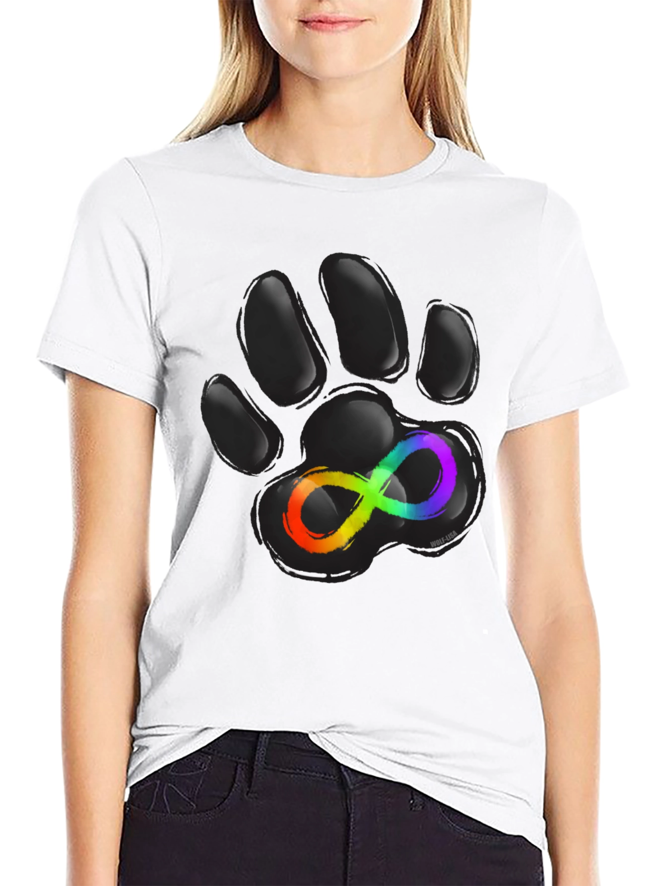 Autism Awareness Paw Print T-Shirt - Black