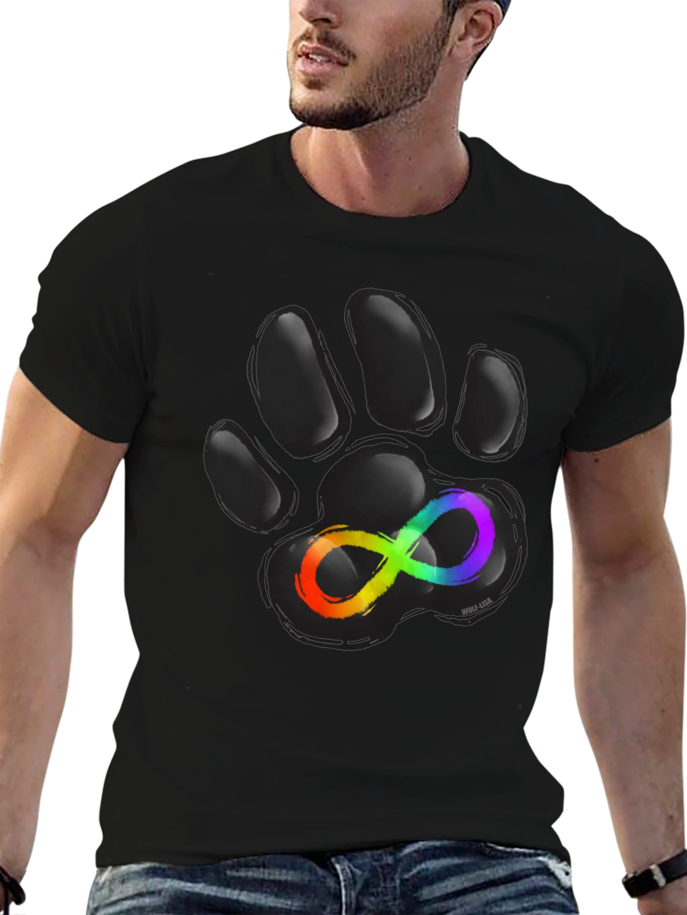 Autism Awareness Paw Print T-Shirt - Black