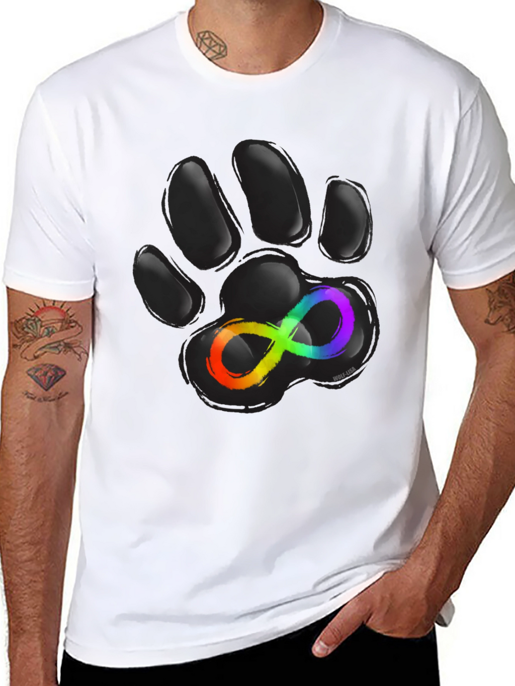 Autism Awareness Paw Print T-Shirt - Black