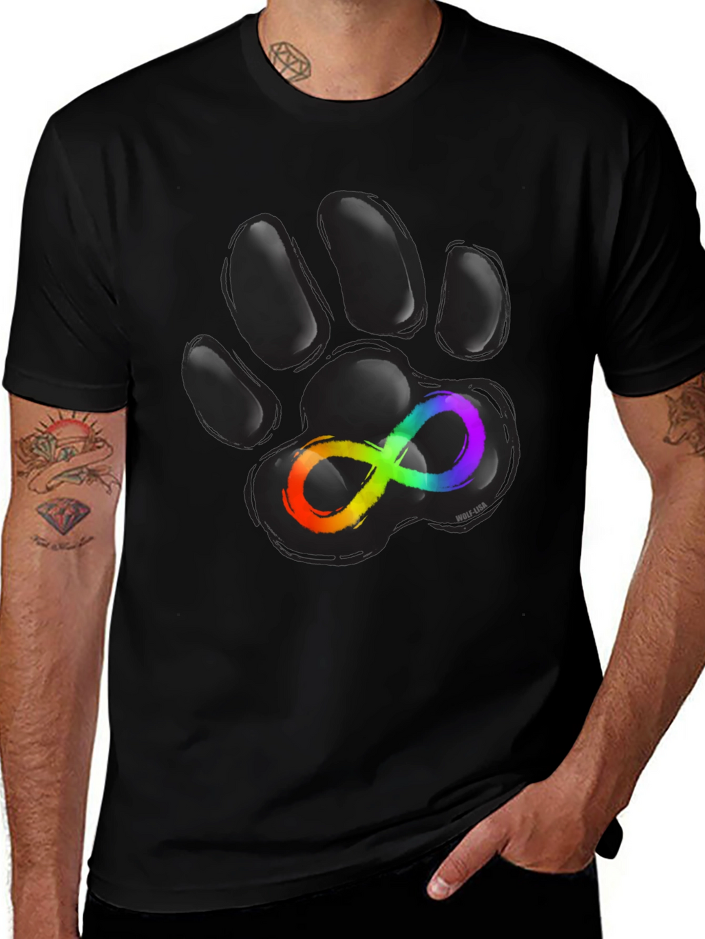 Autism Awareness Paw Print T-Shirt - Black