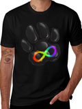Autism Awareness Paw Print T-Shirt - Black