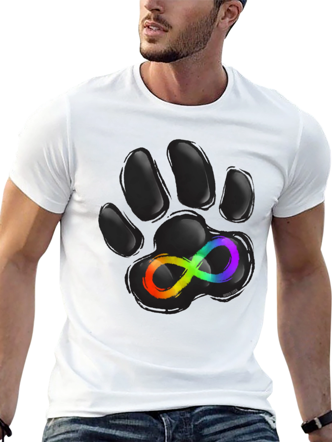 Autism Awareness Paw Print T-Shirt - Black
