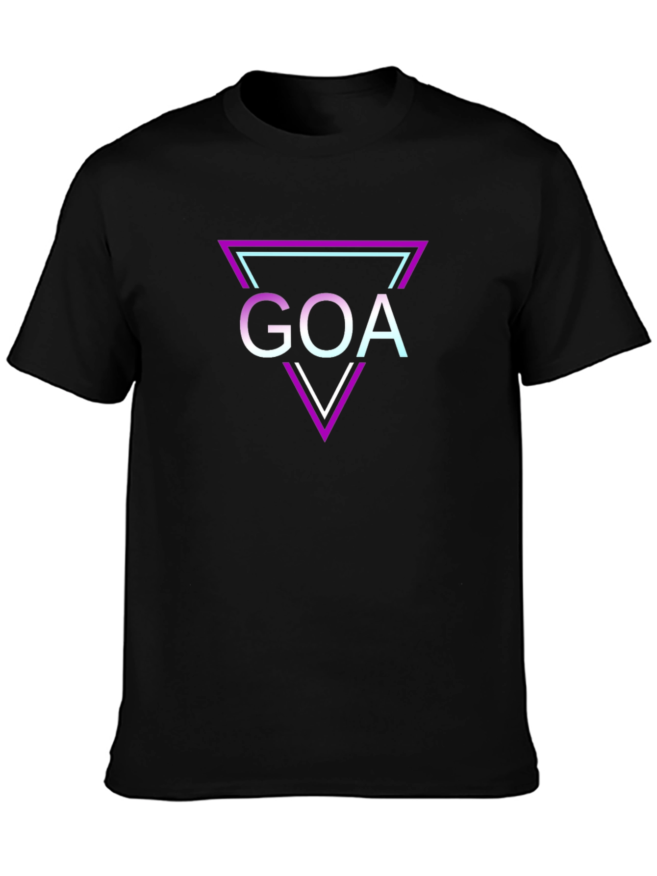 Retro Goa Triangle Graphic Tee - Black Cotton T-Shirt