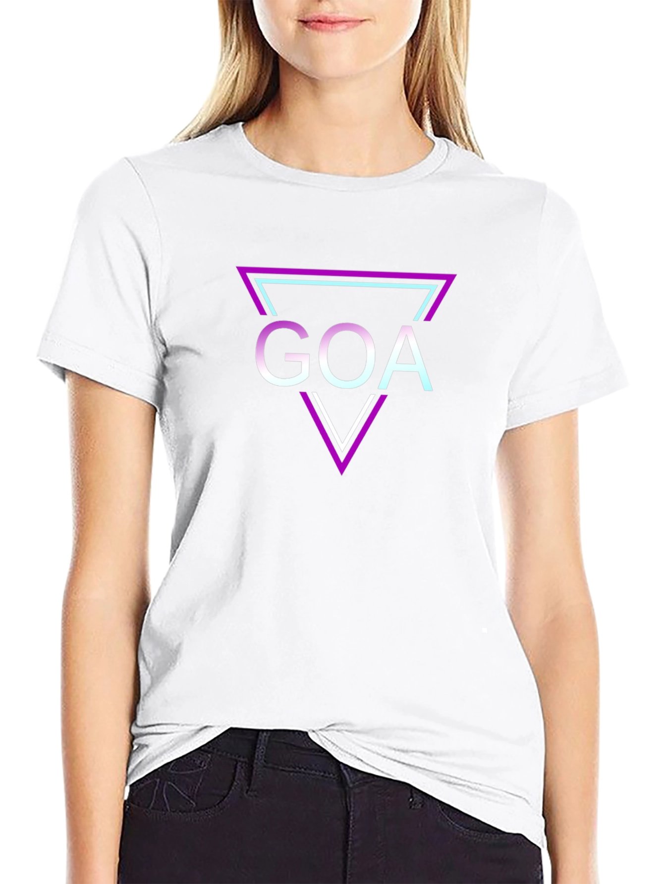 Retro Goa Triangle Graphic Tee - Black Cotton T-Shirt