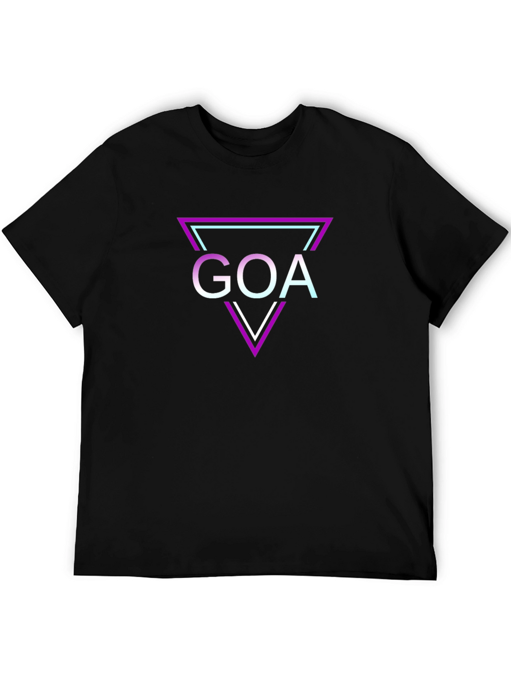 Retro Goa Triangle Graphic Tee - Black Cotton T-Shirt