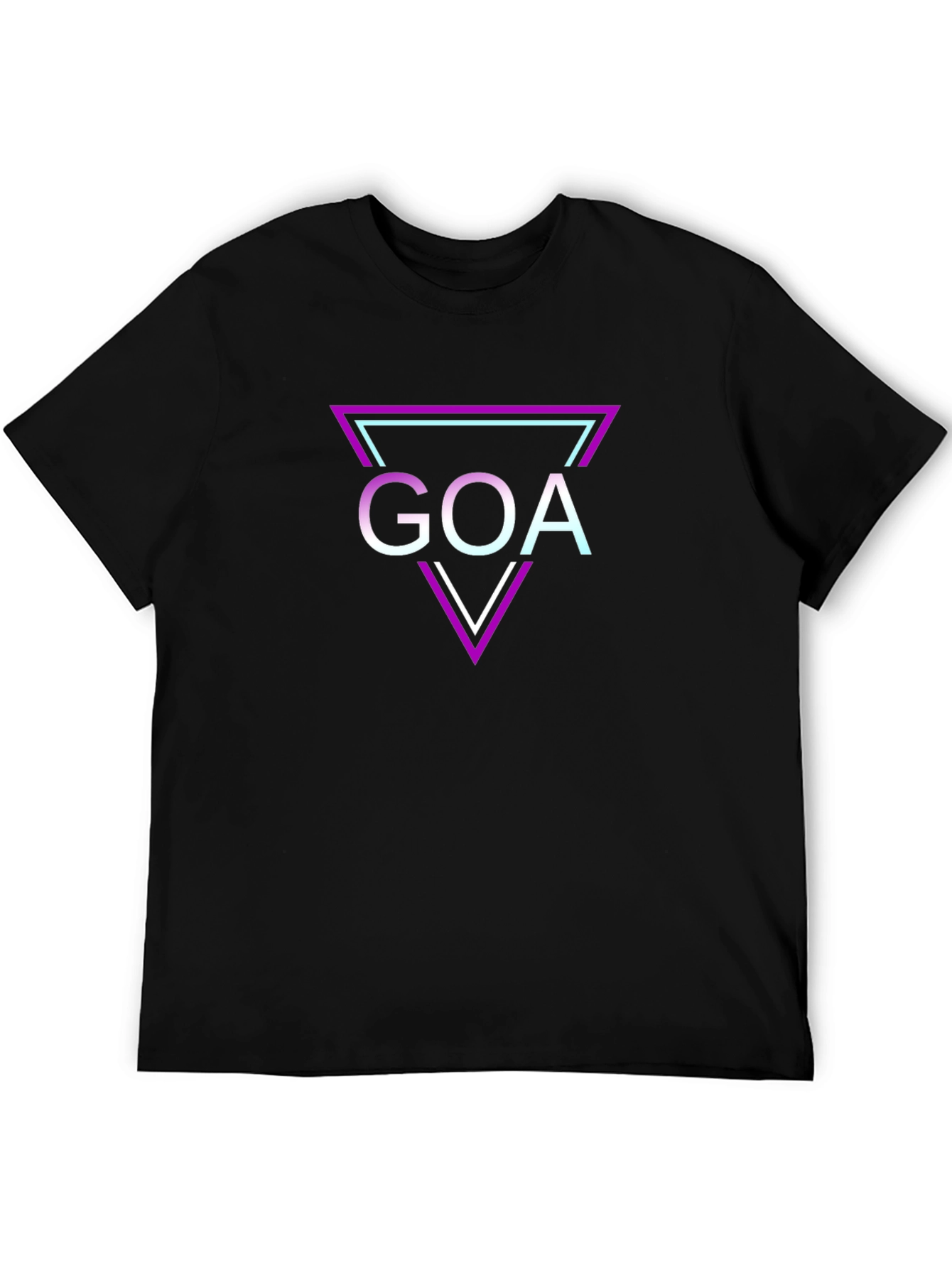 Retro Goa Triangle Graphic Tee - Black Cotton T-Shirt