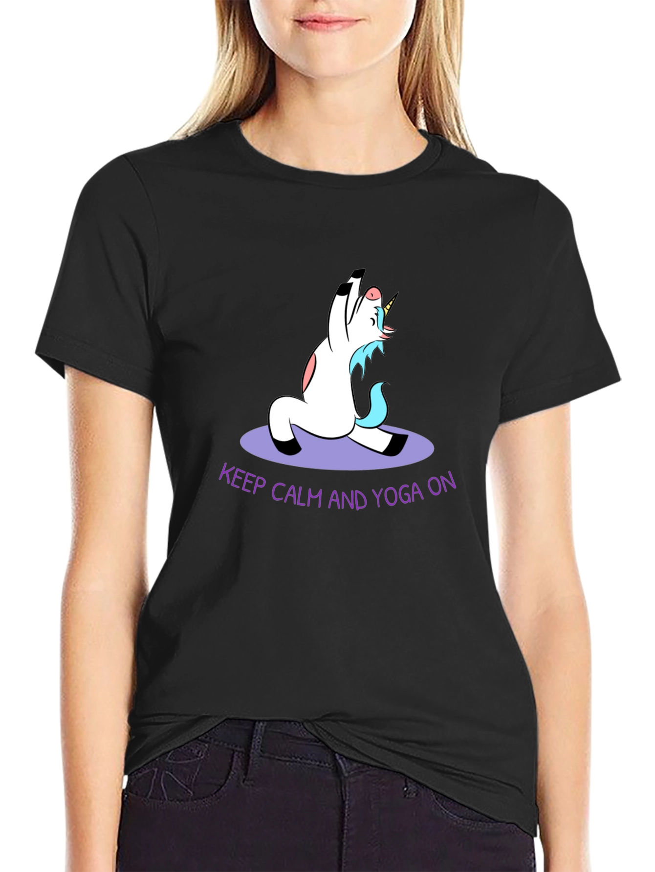 Unicorn Yoga T-Shirt - Keep Calm and Yoga On!