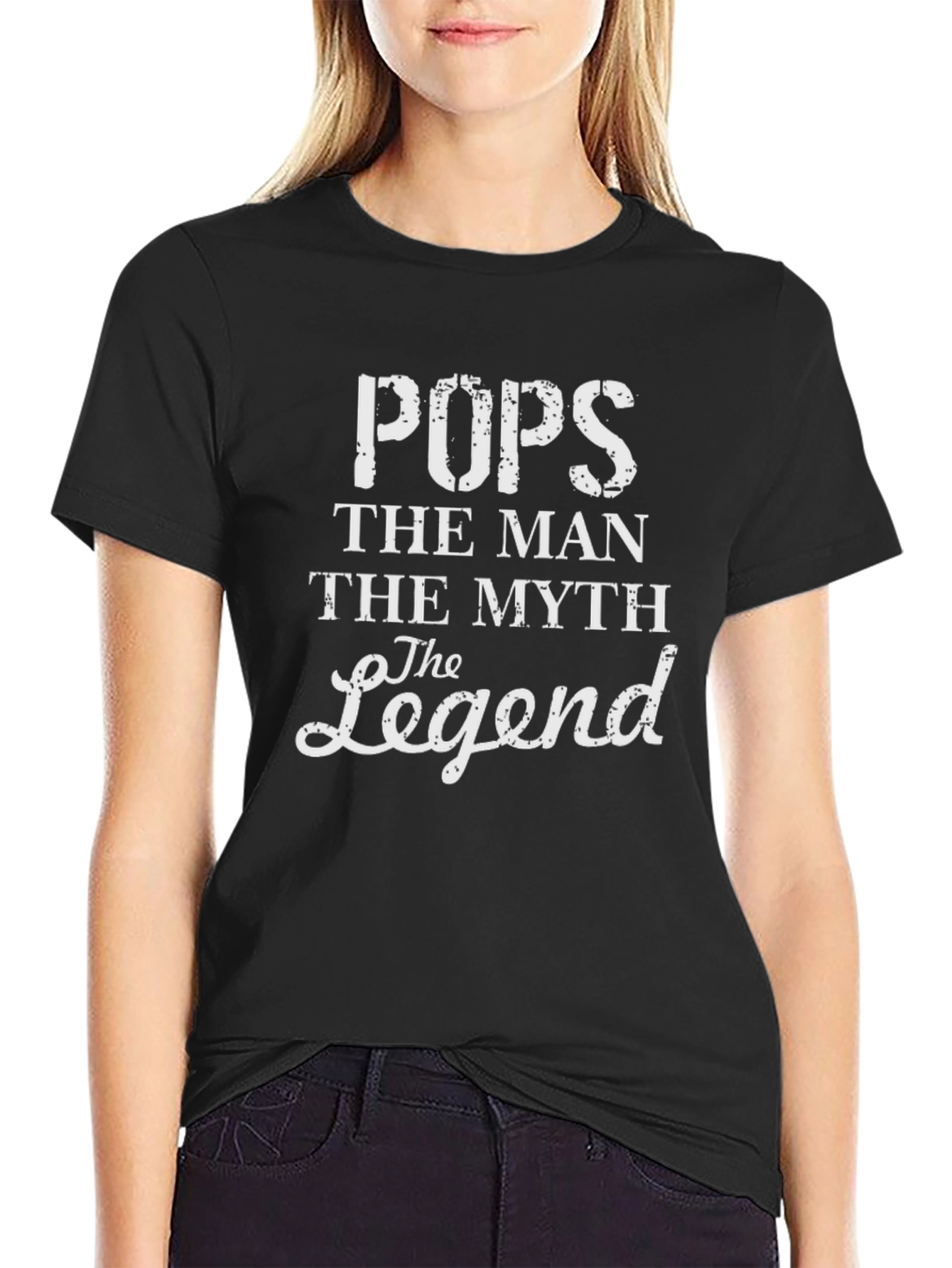 Pops The Man The Myth The Legend Black Graphic T-Shirt