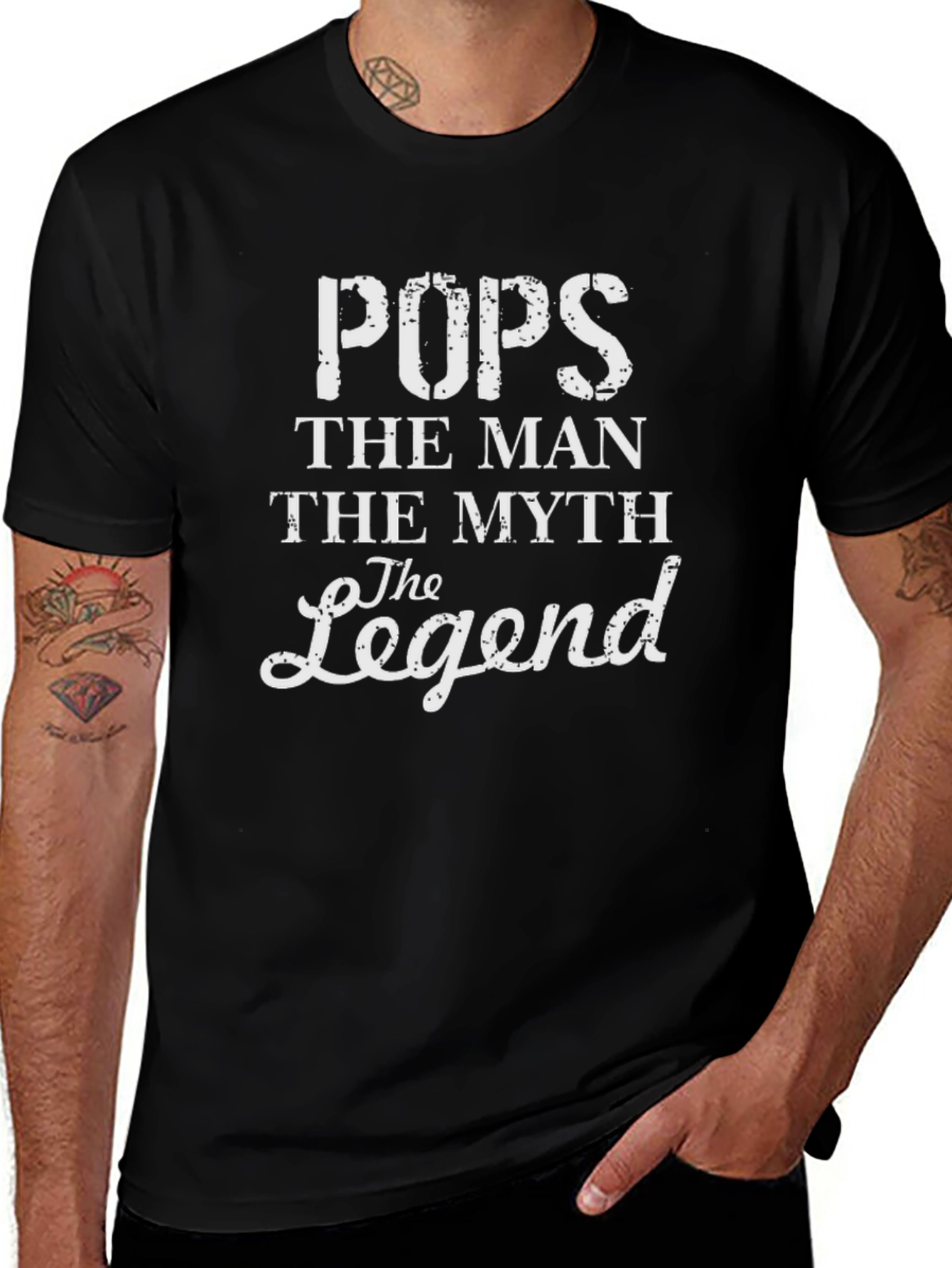 Pops The Man The Myth The Legend Black Graphic T-Shirt