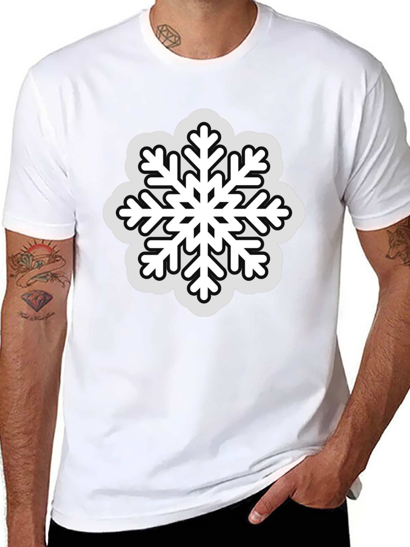 Snowflake Graphic Tee - Black Winter Holiday Shirt