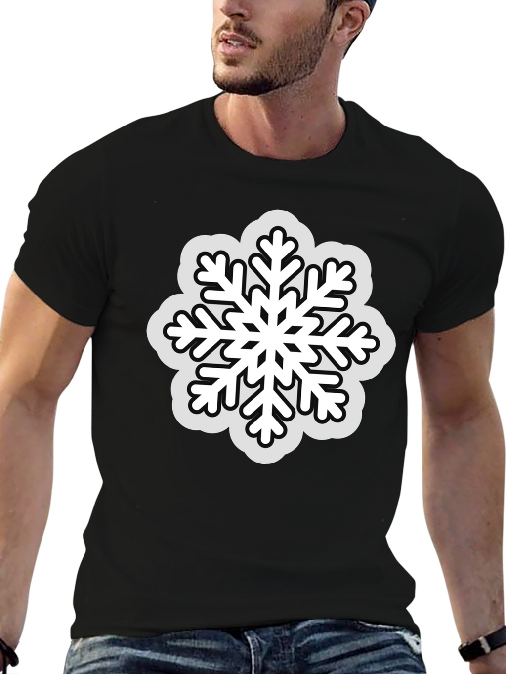 Snowflake Graphic Tee - Black Winter Holiday Shirt