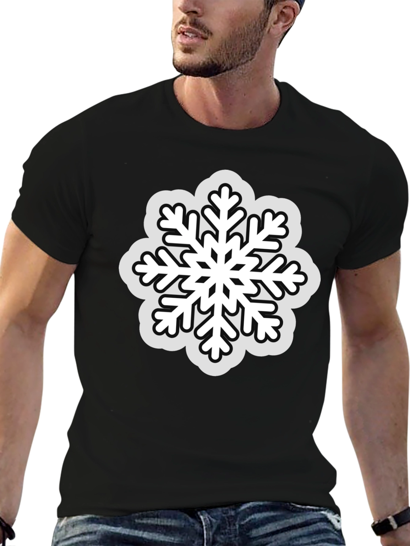 Snowflake Graphic Tee - Black Winter Holiday Shirt