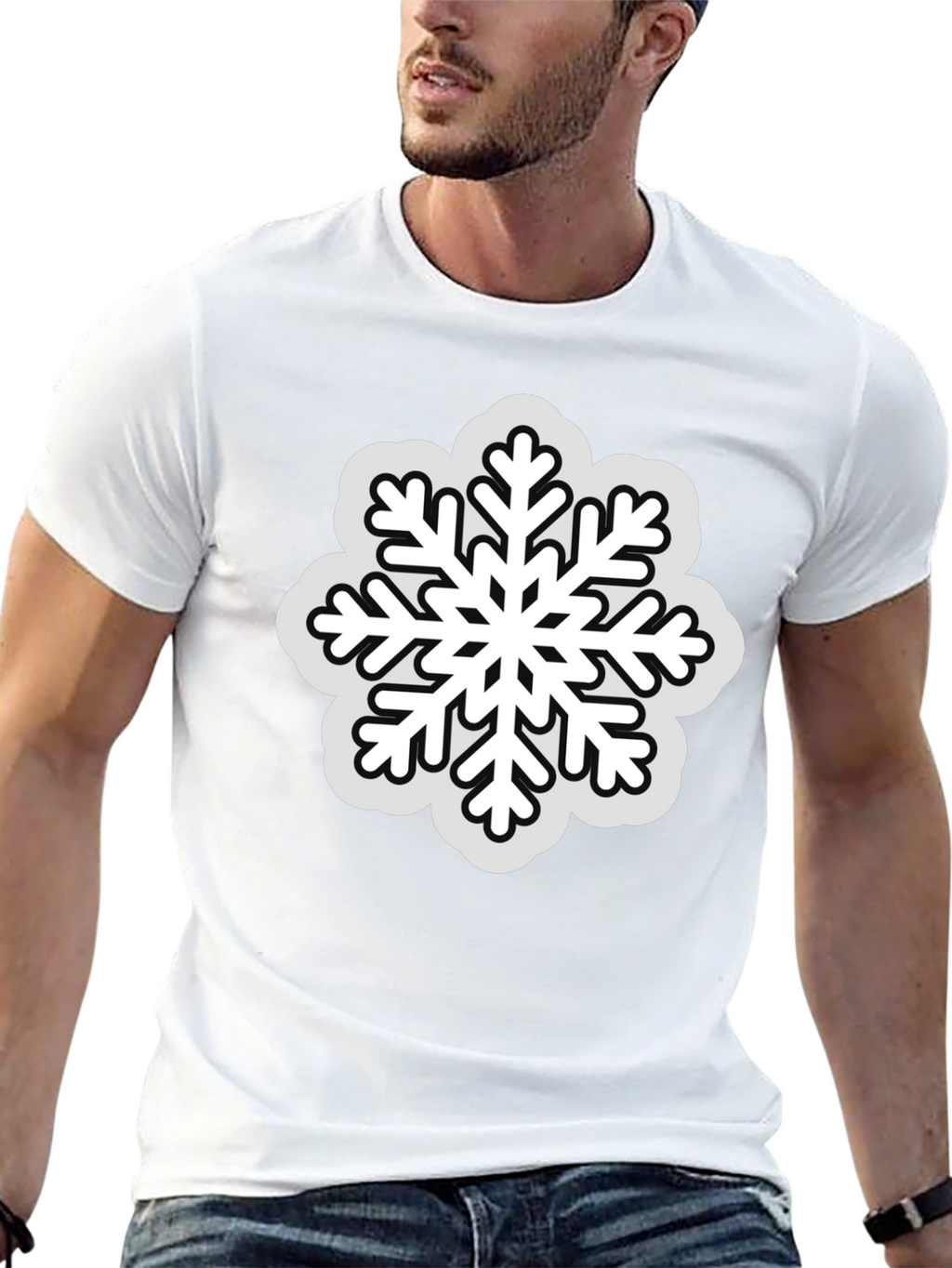 Snowflake Graphic Tee - Black Winter Holiday Shirt