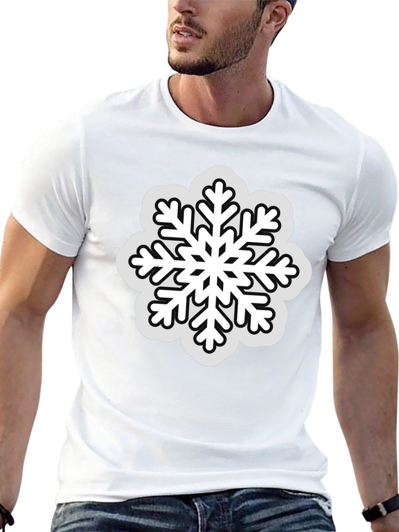 Snowflake Graphic Tee - Black Winter Holiday Shirt