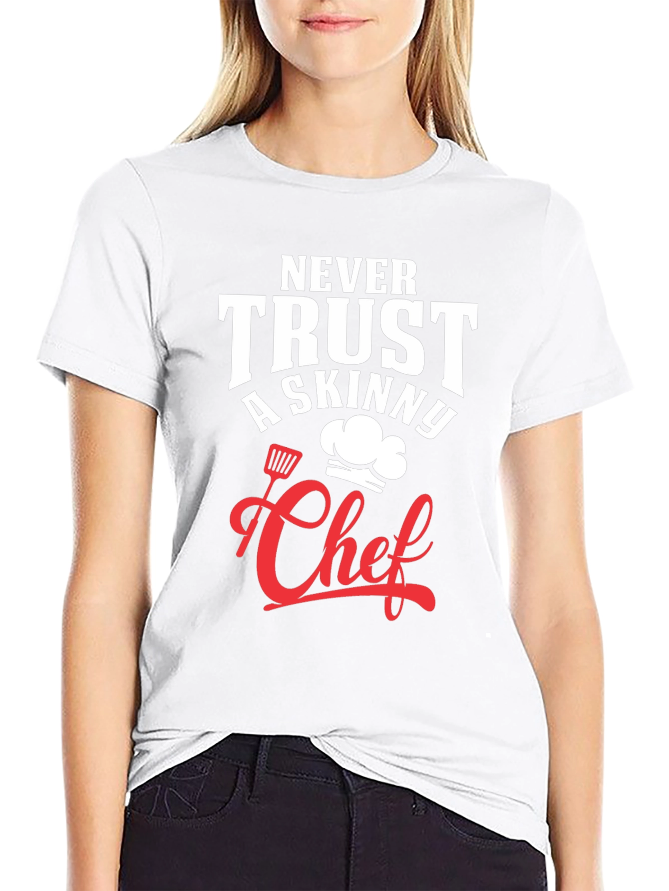 Funny Chef T-Shirt - Never Trust A Skinny Chef
