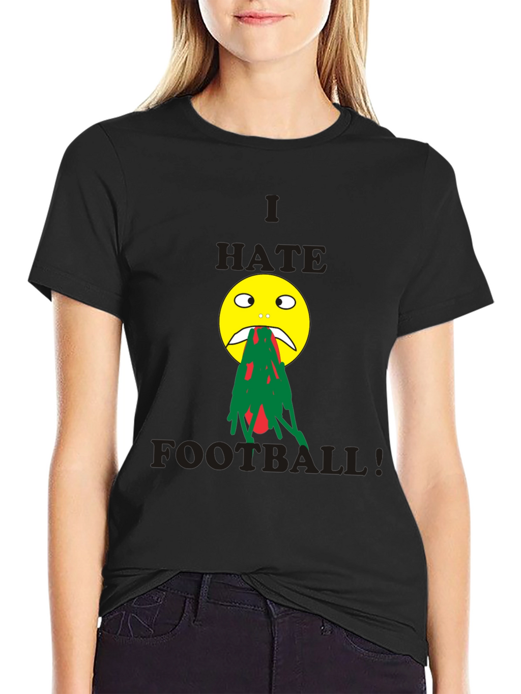 I Hate Football Graphic T-Shirt - Funny Emoji Tee