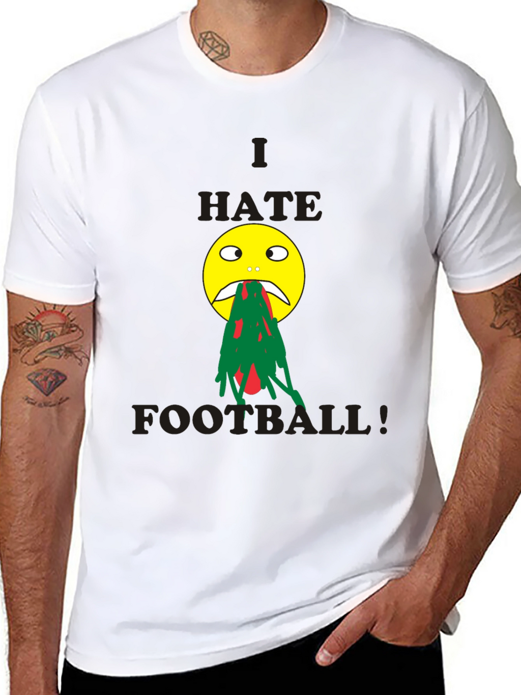 I Hate Football Graphic T-Shirt - Funny Emoji Tee