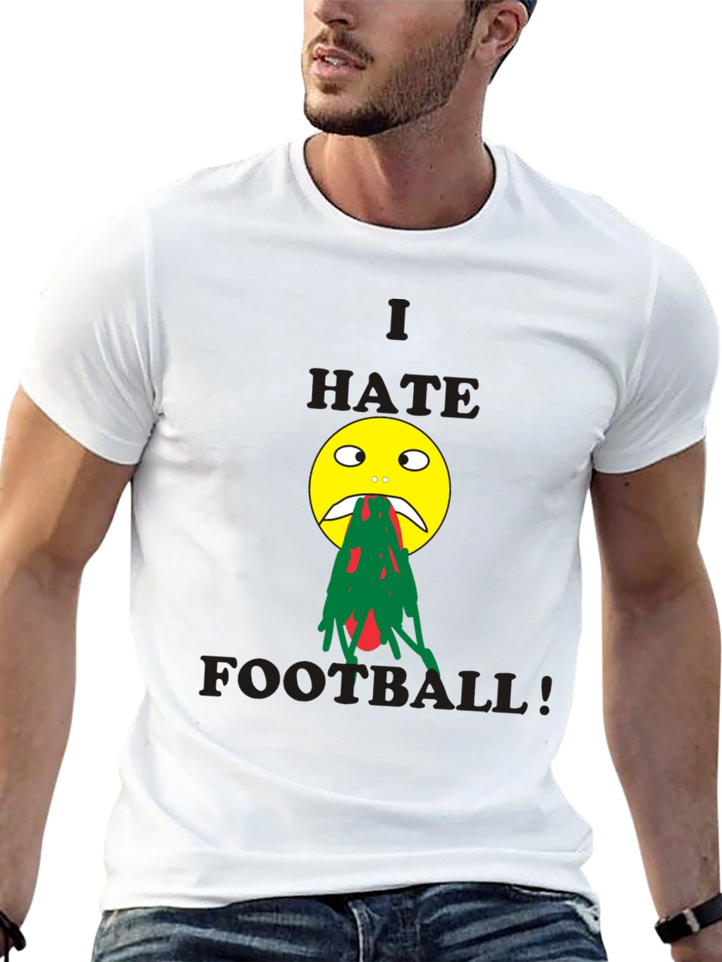 I Hate Football Graphic T-Shirt - Funny Emoji Tee