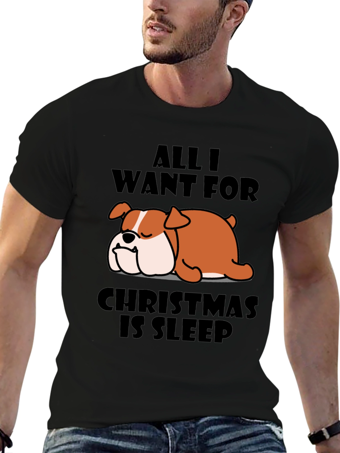 All I Want For Christmas Is Sleep Bulldog T-Shirt