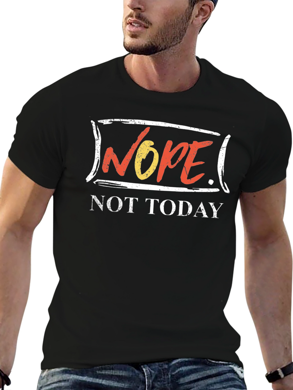 Nope Not Today Graphic Tee - Black Cotton Shirt