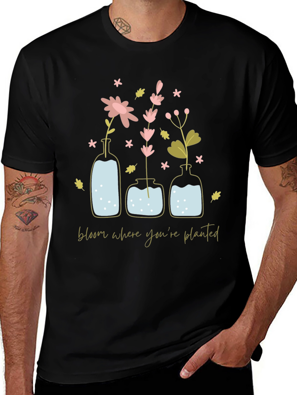 Bloom Where Youre Planted Graphic Tee - Black