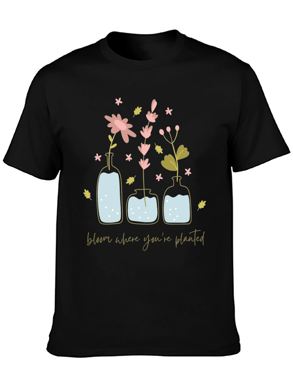 Bloom Where Youre Planted Graphic Tee - Black