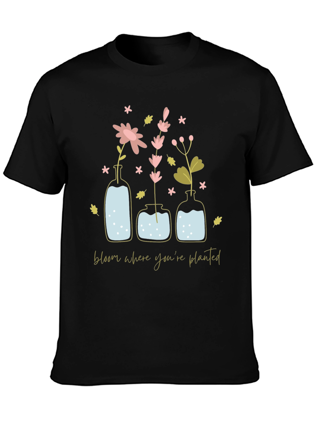 Bloom Where Youre Planted Graphic Tee - Black