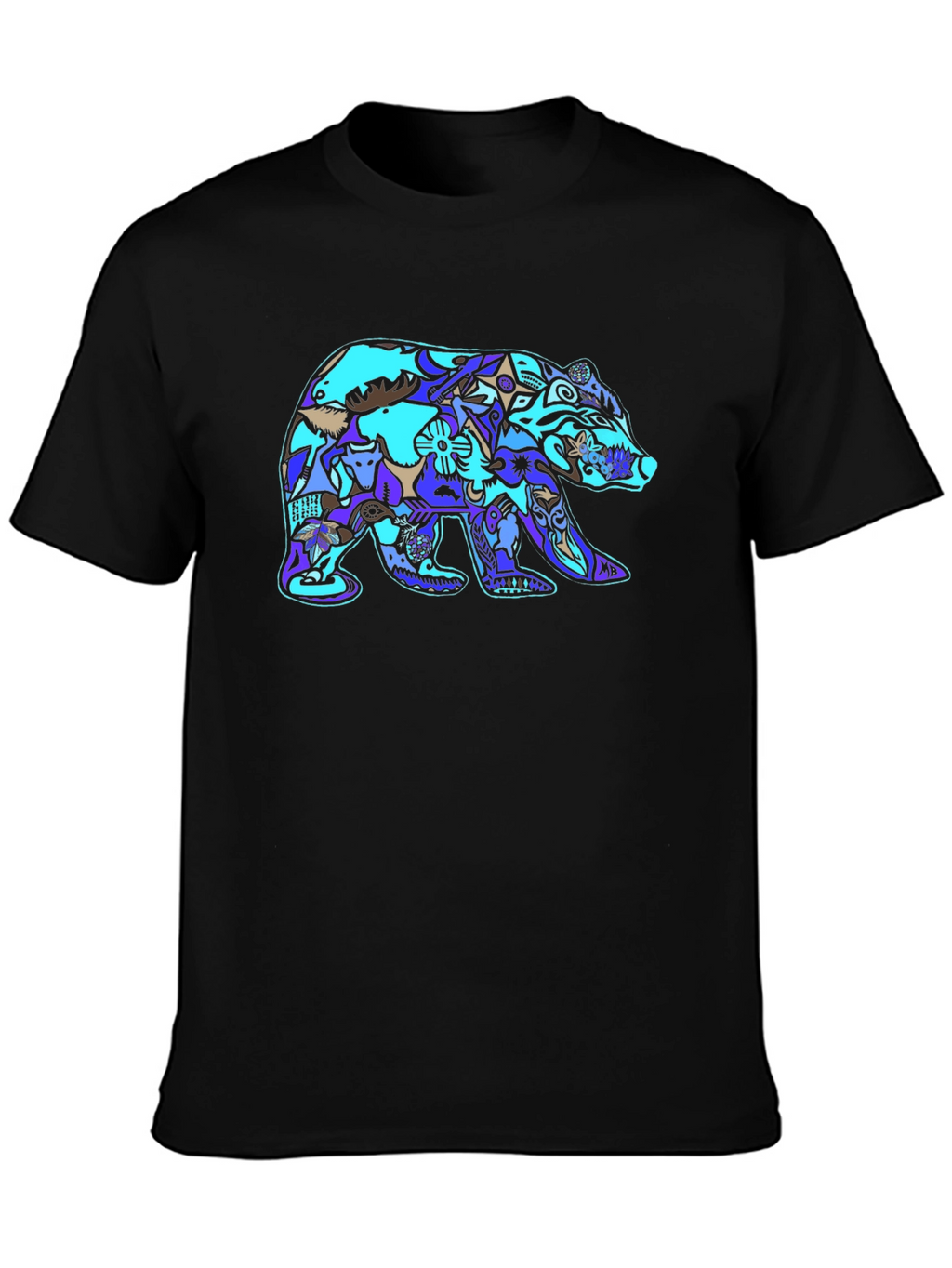 Bear Design Mens Black T-Shirt