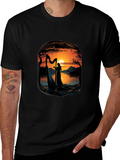 Silhouette Harpist T-Shirt - Sunset Lake Design