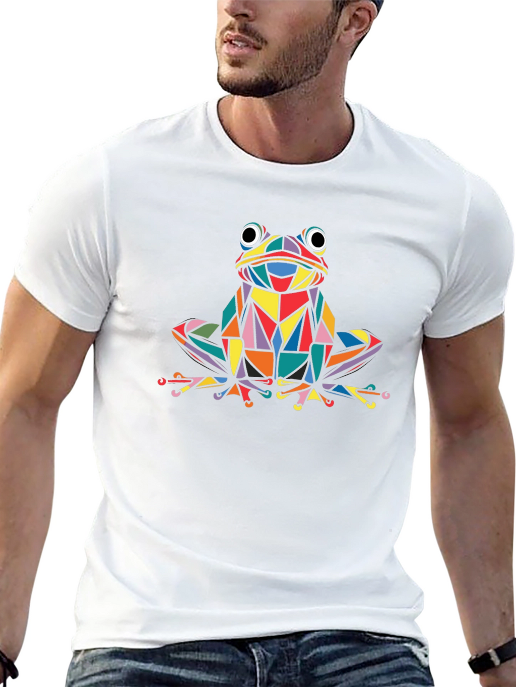 Geometric Frog Graphic Black T-Shirt
