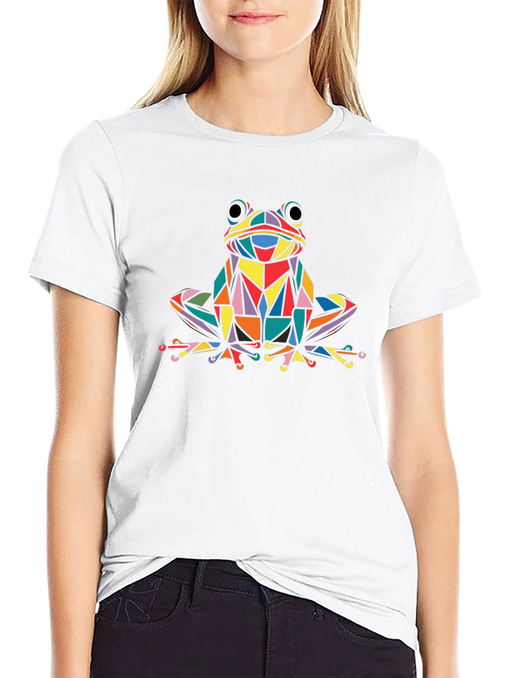 Geometric Frog Graphic Black T-Shirt