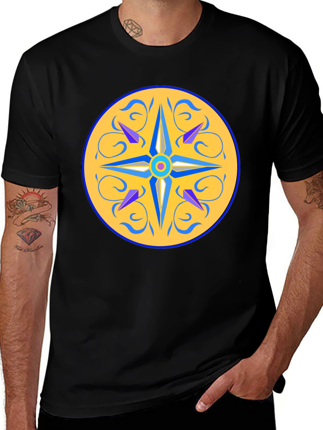 Unique Mandala Design Black T-Shirt