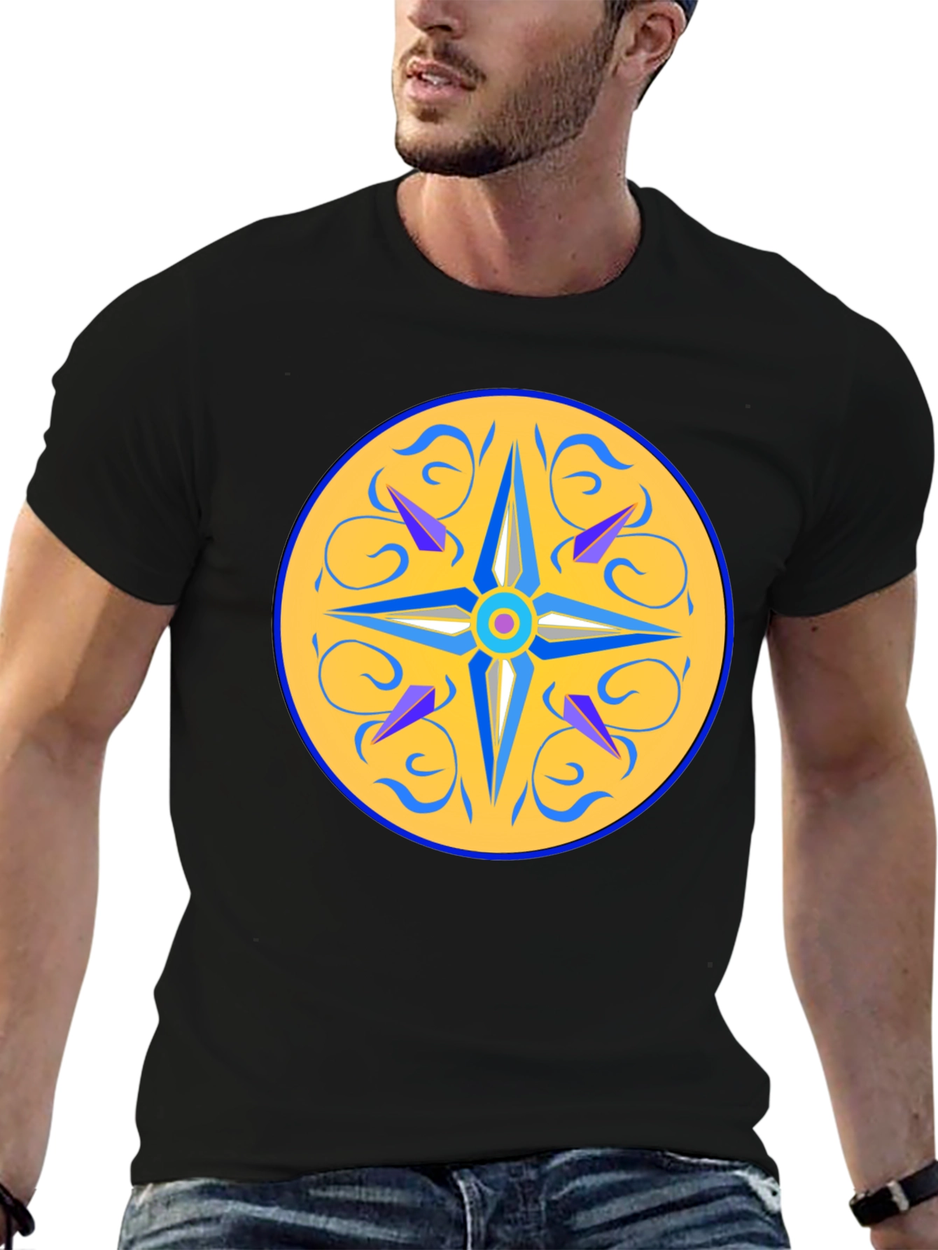 Unique Mandala Design Black T-Shirt