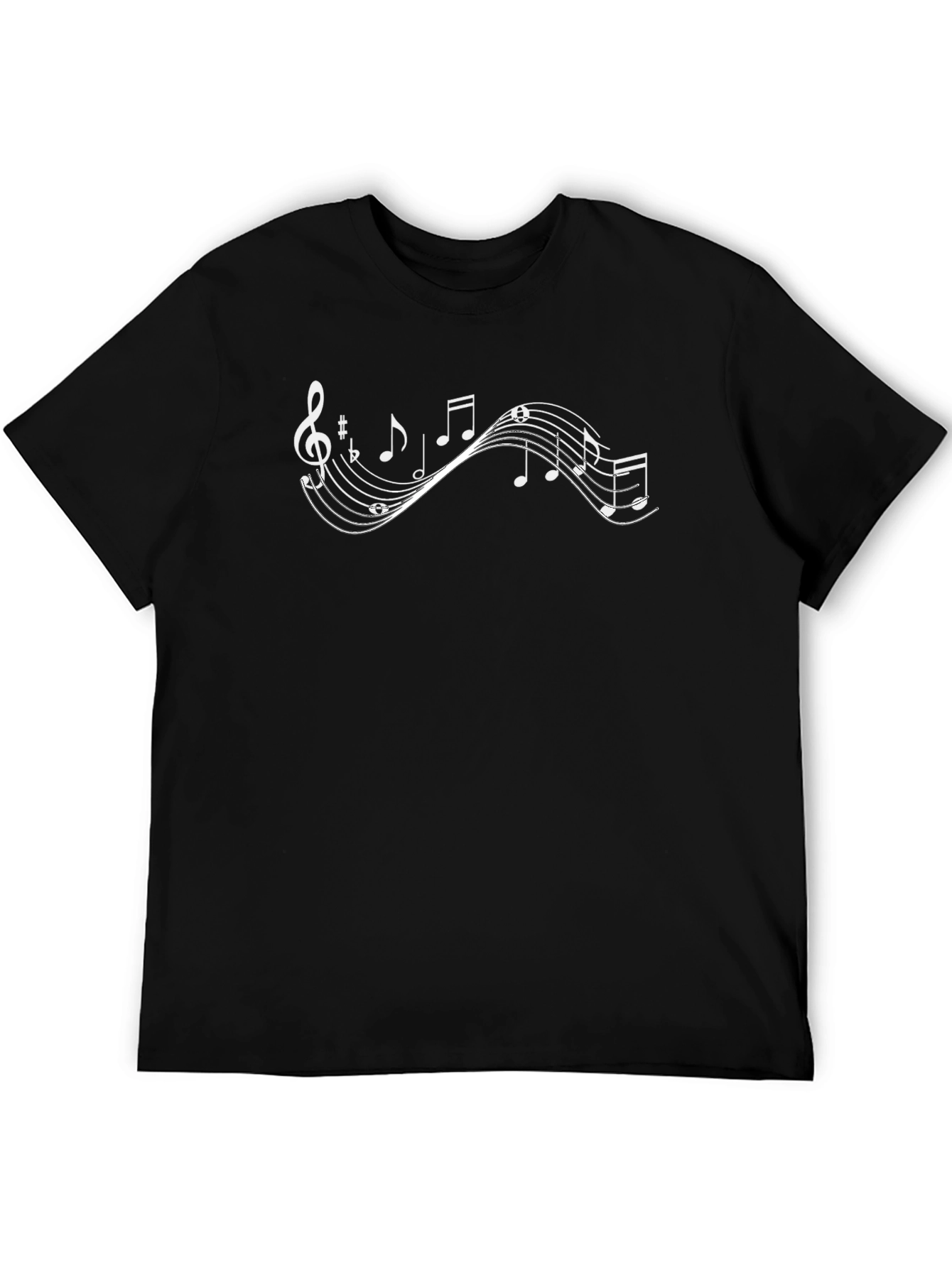Musical Notes Graphic Tee - Stylish Crew Neck T-Shirt