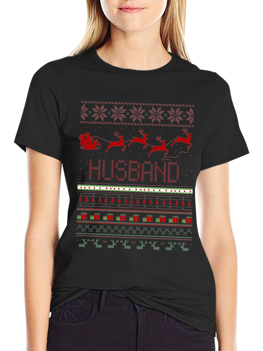 Husband Ugly Christmas Sweater Style T-Shirt