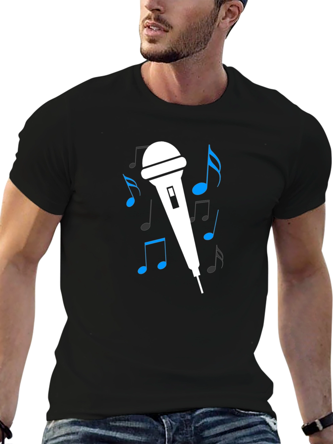 Music Lover Graphic Tee - Microphone Design