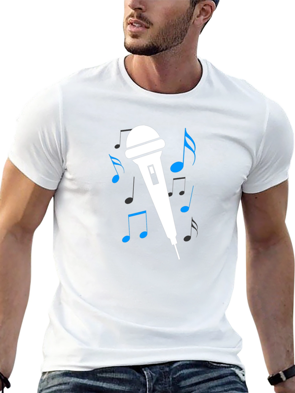 Music Lover Graphic Tee - Microphone Design