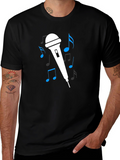 Music Lover Graphic Tee - Microphone Design