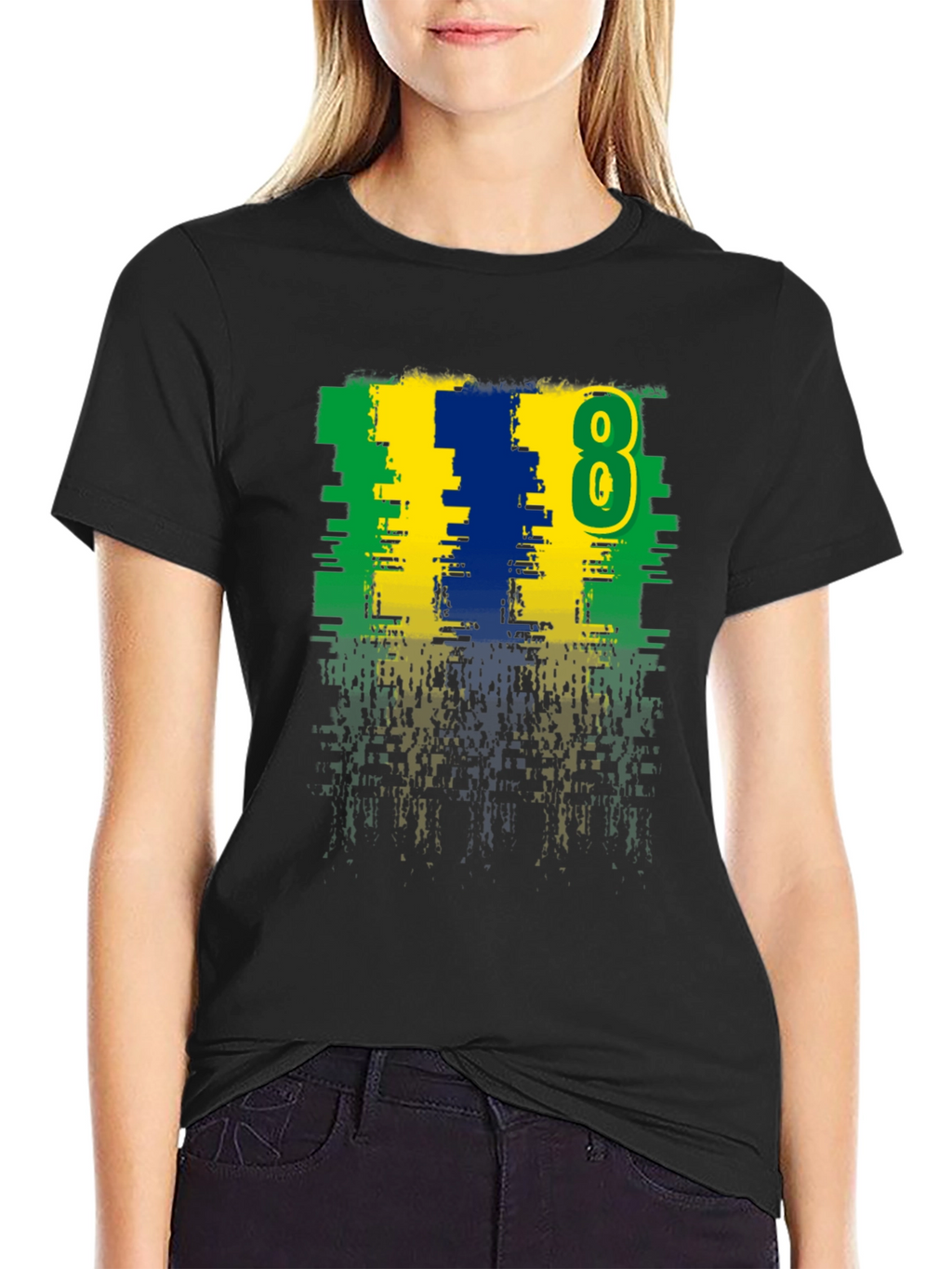 Distressed Number 8 Graphic Tee - Casual Style