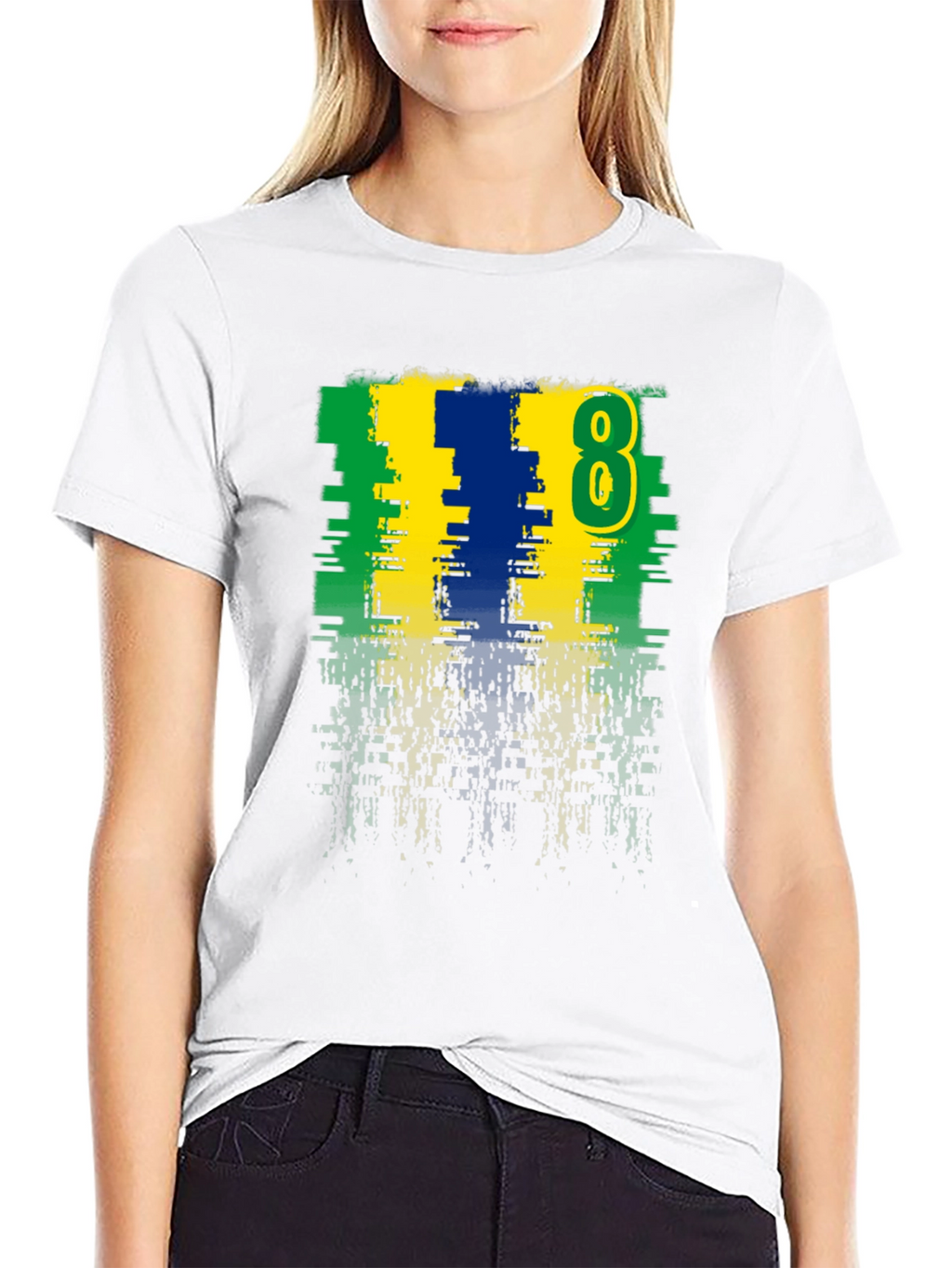 Distressed Number 8 Graphic Tee - Casual Style